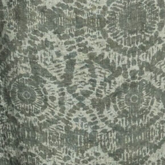 Lina Tomei Dress Women Medium Green Cream Geometric 100% Linen Shift Casual Work - Picture 6 of 9